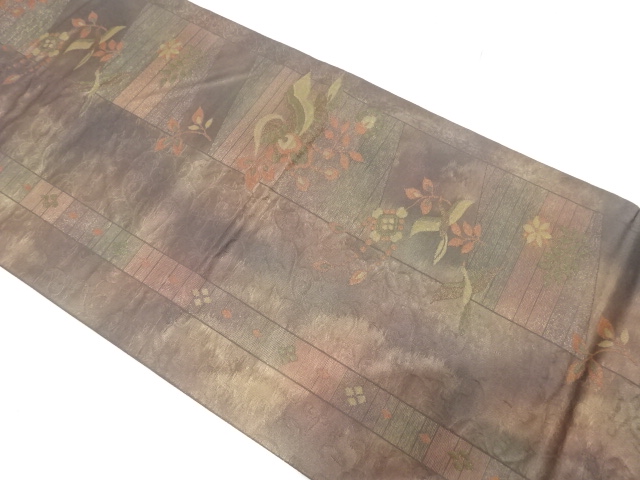 JAPANESE FUKURO OBI / WOVEN FLOWER & BIRD